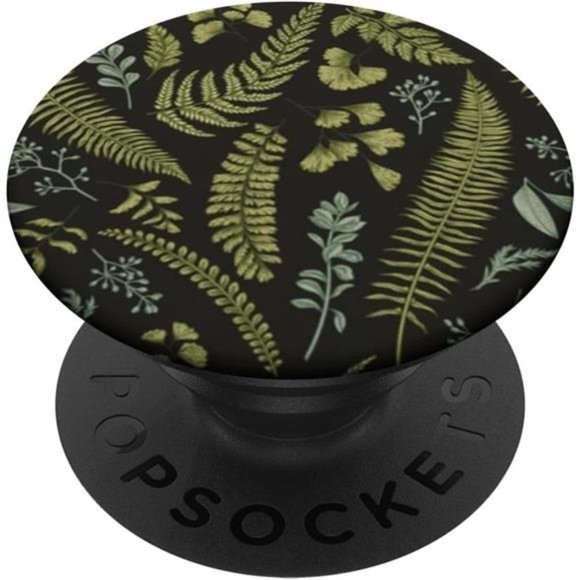 Green Botanical Floral Fern Foliage Leaves Flower Pattern PopSockets PopGrip - Picture 1 of 7